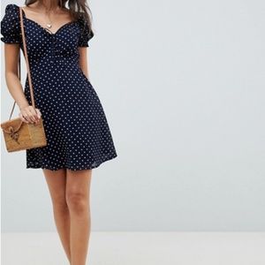 ASOS Influence Square Neck Polka Dot Skater Dress